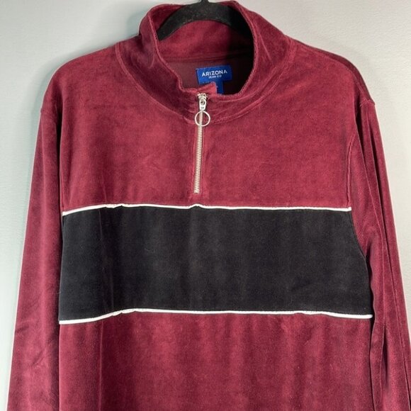 ARIZONA Jean Co Mens 80s Vibe Velour Color Block 1/4 Zip Pullover Sweater XL - Picture 3 of 11